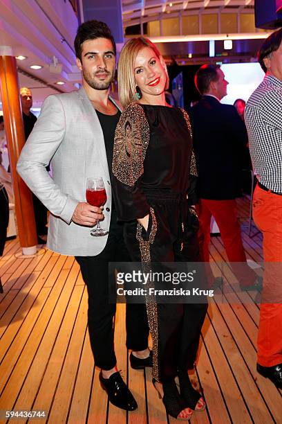 Wolke Hegenbarth and Oliver Vaid attend the Fashion2Night event at EUROPA 2 on August 23, 2016 in Hamburg, Germany.