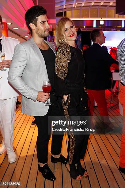 Wolke Hegenbarth and Oliver Vaid attend the Fashion2Night event at EUROPA 2 on August 23, 2016 in Hamburg, Germany.