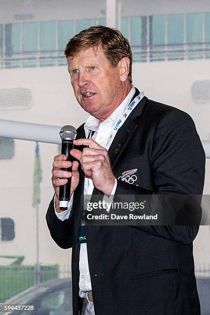 New Zealand Olympic Committee President Mike Stanley speaks during the New Zealand Olympic Games athlete home coming at The Cloud on August 24, 2016...