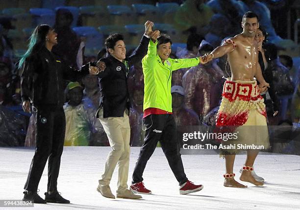 Kaori Icho of Japan, Yusra Mardini of the Refugee Olympic Team and Syria, Arthur Mariano of Brazil, Shaunae Miller of Bahamas and Pita Taufatofua of...