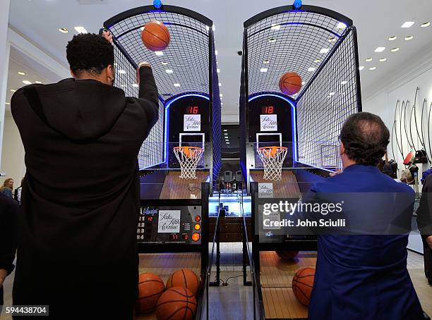 Anthony Davis and guest attend Saks Fifth Avenue Beverly Hills launch of the exclusive Saks Fifth Avenue x Anthony Davis Collection at Saks Fifth...