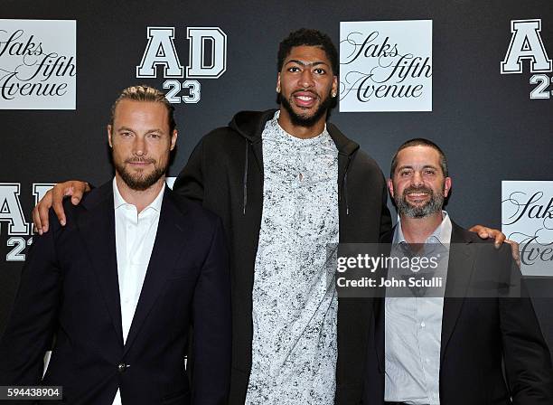 Gabriel Aubry, Anthony Davis and Jordan Grotzinger attend Saks Fifth Avenue Beverly Hills launch of the exclusive Saks Fifth Avenue x Anthony Davis...