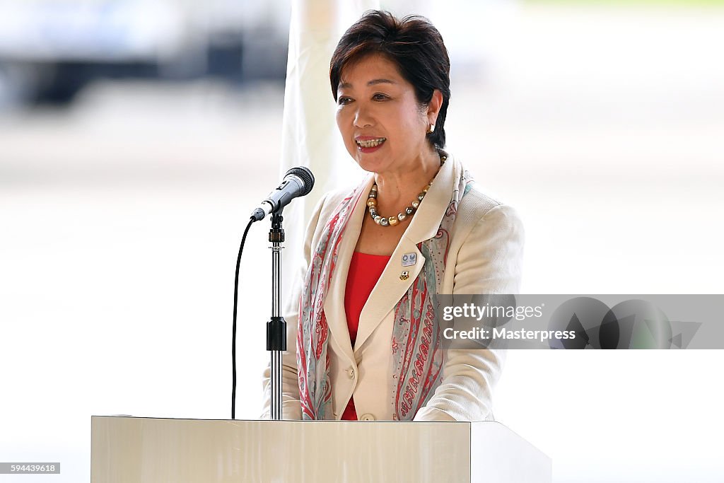 Olympic Flag Arrives In Tokyo