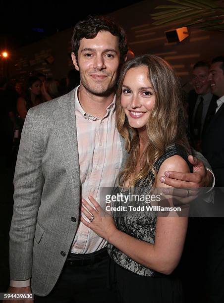 Adam Brody and Leighton Meester attend the after party for the premiere pf Crackle's "Startup" on August 23, 2016 in Los Angeles, California.