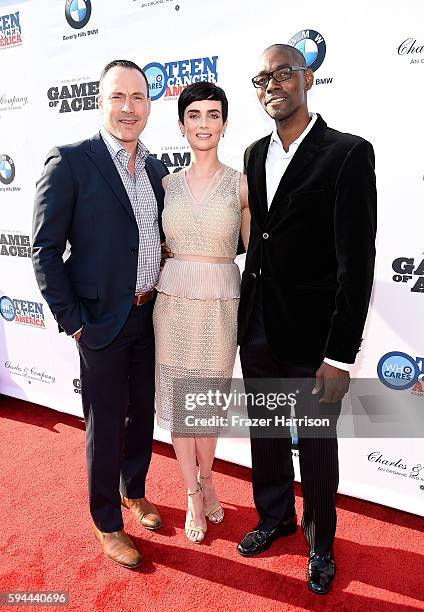 Actor Chris Klein, actress Victoria Summer, Lawrence Charles, Founder Charles and Co. Organic Tea Company attend Tea With Victoria Summer at British...