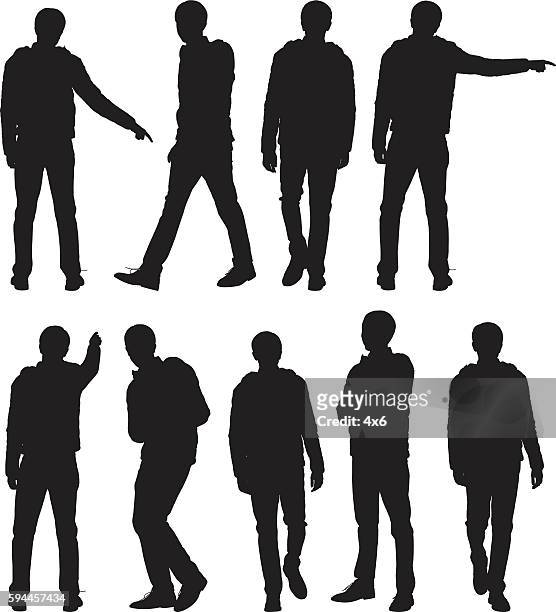 man in various actions - arms outstretched silhouette stock illustrations
