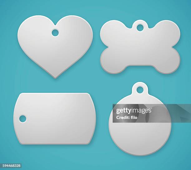 stockillustraties, clipart, cartoons en iconen met pet tags and dog tags - naamplaatje etiket