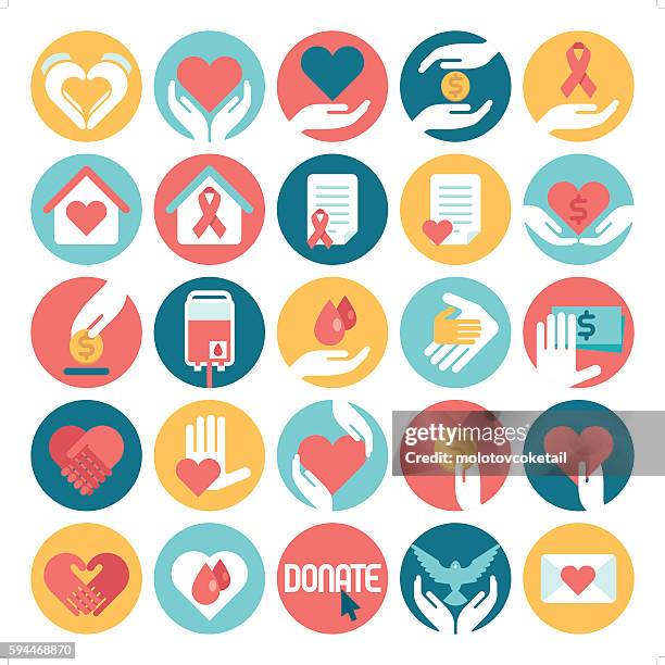 charity & spendenikonen - spende für wohltätige zwecke stock-grafiken, -clipart, -cartoons und -symbole