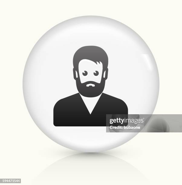 male face icon on white round vector button - v neck stock illustrations