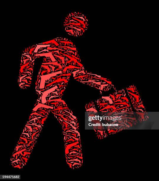 walking and briefcase gun icon pattern background - gun range background stock illustrations