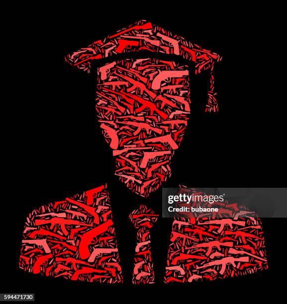 graduation face gun icon pattern background - gun range background stock illustrations