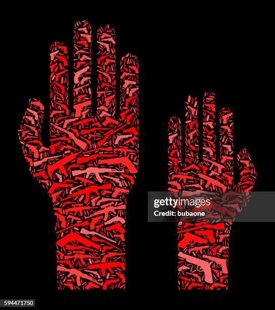 raising hands gun icon pattern background - micro scope stock illustrations