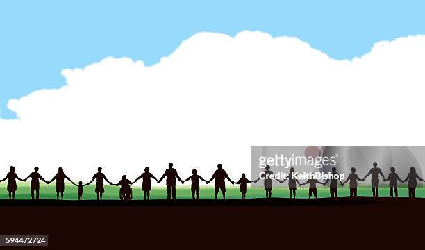 holding hands - united community cloud background - 慈善事業 幅插畫檔、美工圖案、卡通及圖標