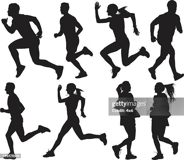 menschen laufen - sportkleidung stock-grafiken, -clipart, -cartoons und -symbole