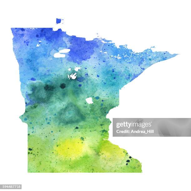 map of minnesota with watercolor texture - raster illustration - minnesota stock illustrations