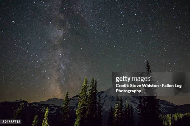 milky way over mt rainier - mt rainier national park stock pictures, royalty-free photos & images