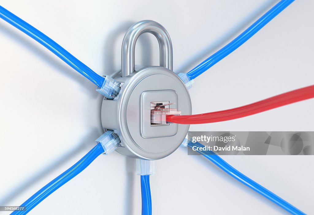 Padlock with radiating computer connections