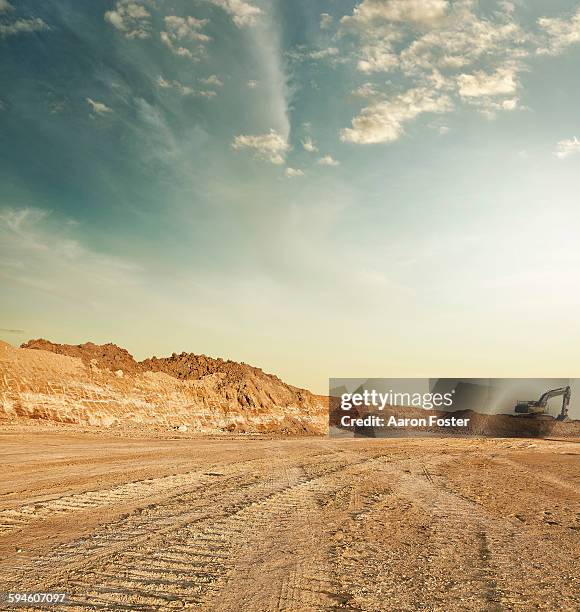 quarry landscape - construction machinery stock pictures, royalty-free photos & images