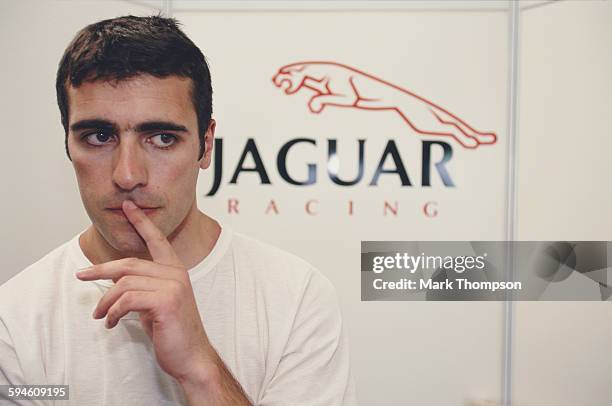 Dario Franchitti of Great Britain and test driver of the Jaguar Racing Jaguar-Cosworth R1 Cosworth CR-2 during in season testing on 19 July 2000 at...