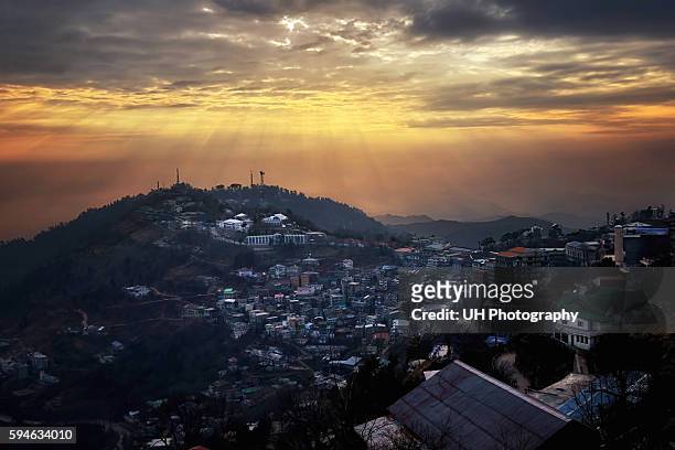 murree at sunset - islamabad stock pictures, royalty-free photos & images