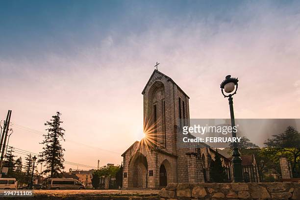 church at sapa, lao cai, vietnam, south-east asia, - episcopal conference stock pictures, royalty-free photos & images