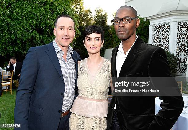 Actor Chris Klein, actress Victoria Summer, Lawrence Charles, Founder Charles and Co. Organic Tea Company attend Tea With Victoria Summer at British...