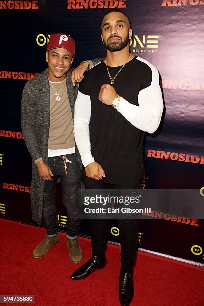 Actors Tequan Richmond and Tyler Lepley attend the SAG-AFTRA Foundation Conversations With "Ringside" at SAG-AFTRA Foundation on August 23, 2016 in...