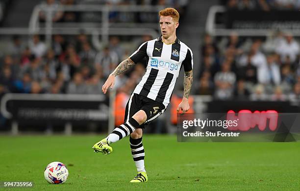 Newcastle player Jack Colback in action during the EFL Cup Round Two match between Newcastle United and Cheltenham Town at St. James Park on August...