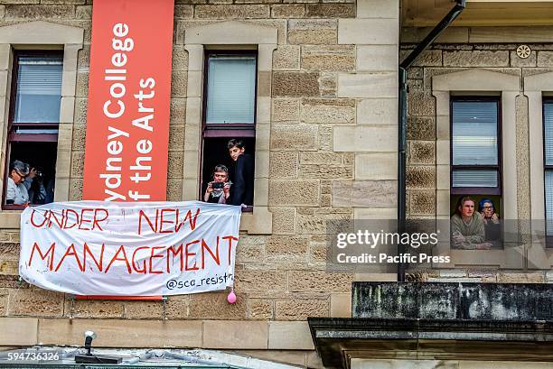 Student protesters seen occupying Dean Colin Rhodes Offices in the Sydney University College of the Arts occupation of the Administration Offices in...