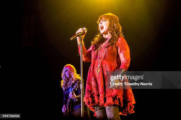 Nancy and Ann Wilson of Heart perform at The Forum on August 23, 2016 in Inglewood, California.