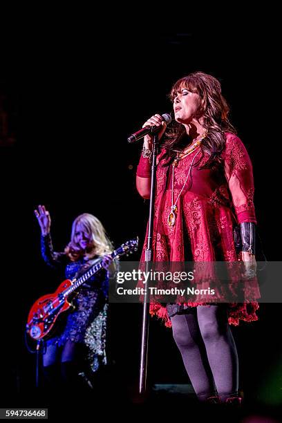 Nancy and Ann Wilson of Heart perform at The Forum on August 23, 2016 in Inglewood, California.