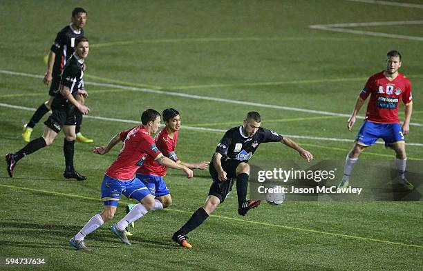 Sasa Macura of Blacktown controls the ball during the round 16 FFA Cup match between Blacktown City and Bonnyrigg White Eagles at Lilys Football...