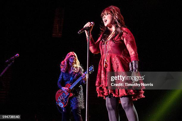 Nancy Wilson and Ann Wilson of Heart perform at The Forum on August 23, 2016 in Inglewood, California.