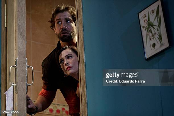 Actors Diana Lazaro and Leandro Rivera perform 'El Secuestro' play at Figaro theatre on August 24, 2016 in Madrid, Spain.