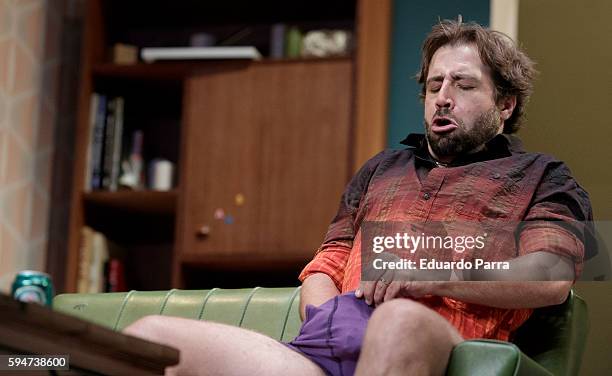 Actor Leandro Rivera performs 'El Secuestro' play at Figaro theatre on August 24, 2016 in Madrid, Spain.