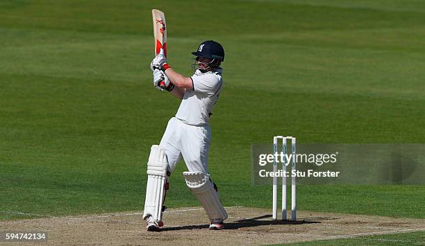 Warwickshire batsman Ian Westwood hits out during day two of the Specsavers County Championship Division One match between Durham and Warwickshire at...