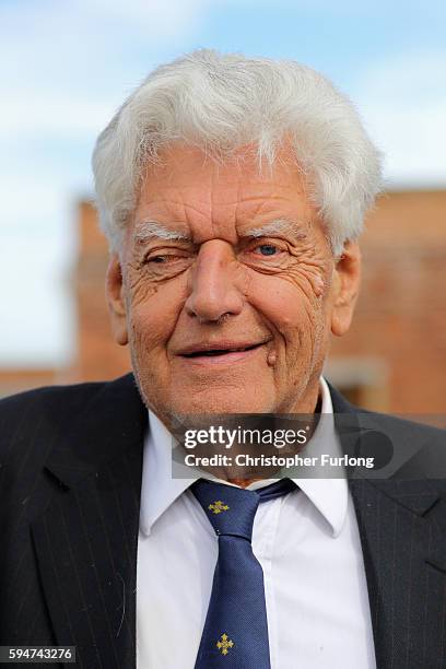 Actor David Prowse MBE attends the funeral service of Star Wars actor Kenny Baker on August 24, 2016 in Lytham St Annes, England. Kenny Baker is best...