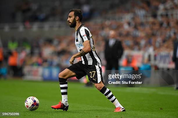 Newcastle player Jesus Gamez in action during the EFL Cup Round Two match between Newcastle United and Cheltenham Town at St. James Park on August...