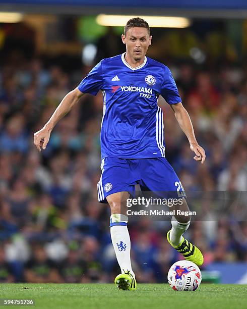 Nemanja Matic of Chelsea in action during the EFL Cup second round match between Chelsea and Bristol Rovers at Stamford Bridge on August 23, 2016 in...
