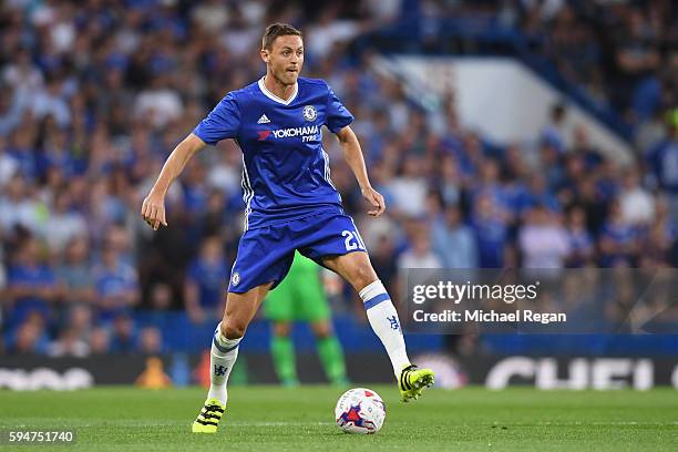 Nemanja Matic of Chelsea in action during the EFL Cup second round match between Chelsea and Bristol Rovers at Stamford Bridge on August 23, 2016 in...