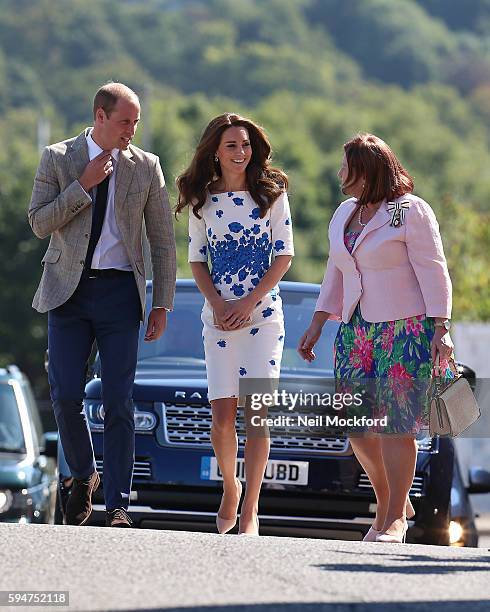 Catherine, Duchess of Cambridge and Prince William, Duke of Cambridge visit Bute Mills on August 24, 2016 in Luton, England.