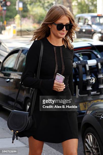 Millie Mackintosh seen leaving the Kensington Hotel on August 24, 2016 in London, England. England.