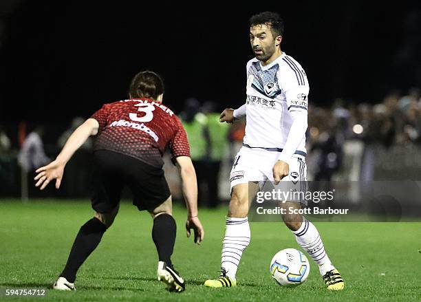 Fahid Ben Khalfallah of Melbourne Victory contols the ball during the FFA Cup Round of 16 match between Hume City and Melbourne Victory at ABD...