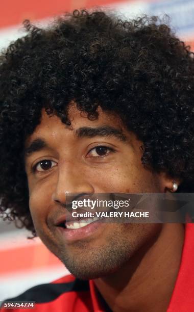 Nice's defender Brazilian Dante speaks during a press conference on August 24, 2016 at the "Allianz Riviera" stadium in Nice, southeastern France. -...