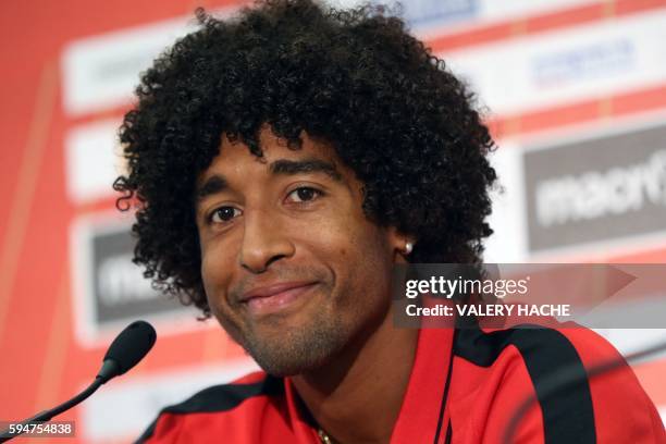 Nice's defender Brazilian Dante speaks during a press conference on August 24, 2016 at the "Allianz Riviera" stadium in Nice, southeastern France. -...