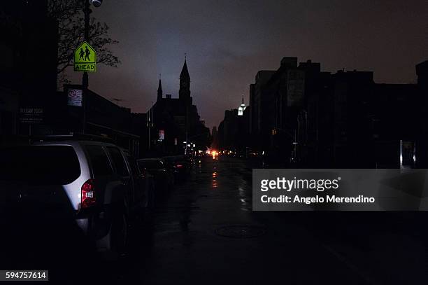 The Empire State Building stands out after many Manhattan neighborhoods lost power due to Hurricane Sandy.
