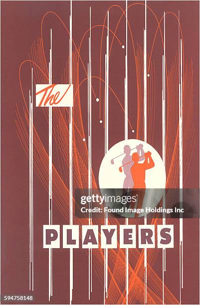 Vintage illustration advertising ‘The Players’ PGA Tour golf championship in Ponte Vedra Beach, Florida.