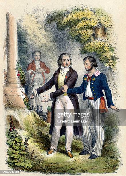 Portrait of French social reformer Francois XII Alexandre Frederic de La Rochefoucauld, duc de Liancourt, puis duc de La Rochefoucauld with his...