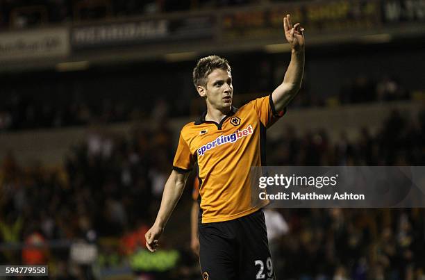 Kevin Doyle of Wolverhampton Wanderers celebrates after scoring a goal to make it 4-2