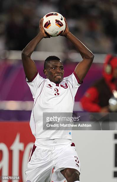 Mohammed Kasola of Qatar takes a throw in